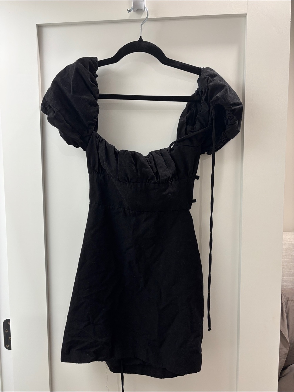 Zara Black Puff-Sleeve Mini Dress